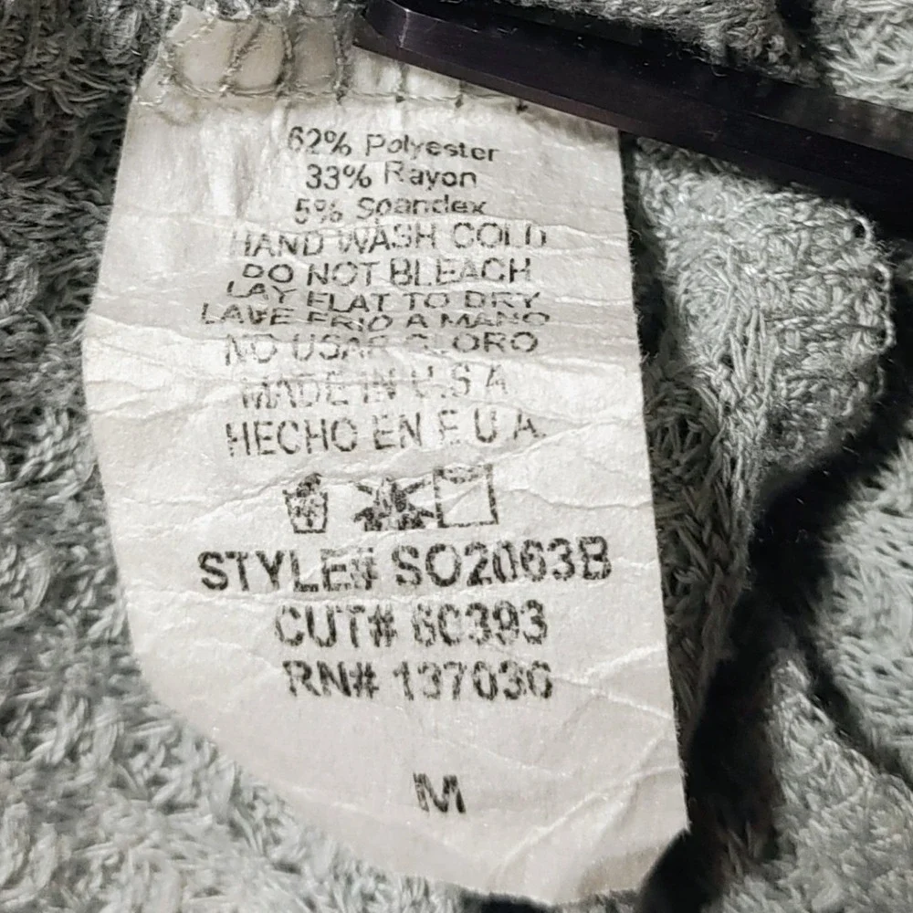Sinuous Gray Waffle Knit Cardigan Open Front Cozy Layer Made‎ in USA Size Medium